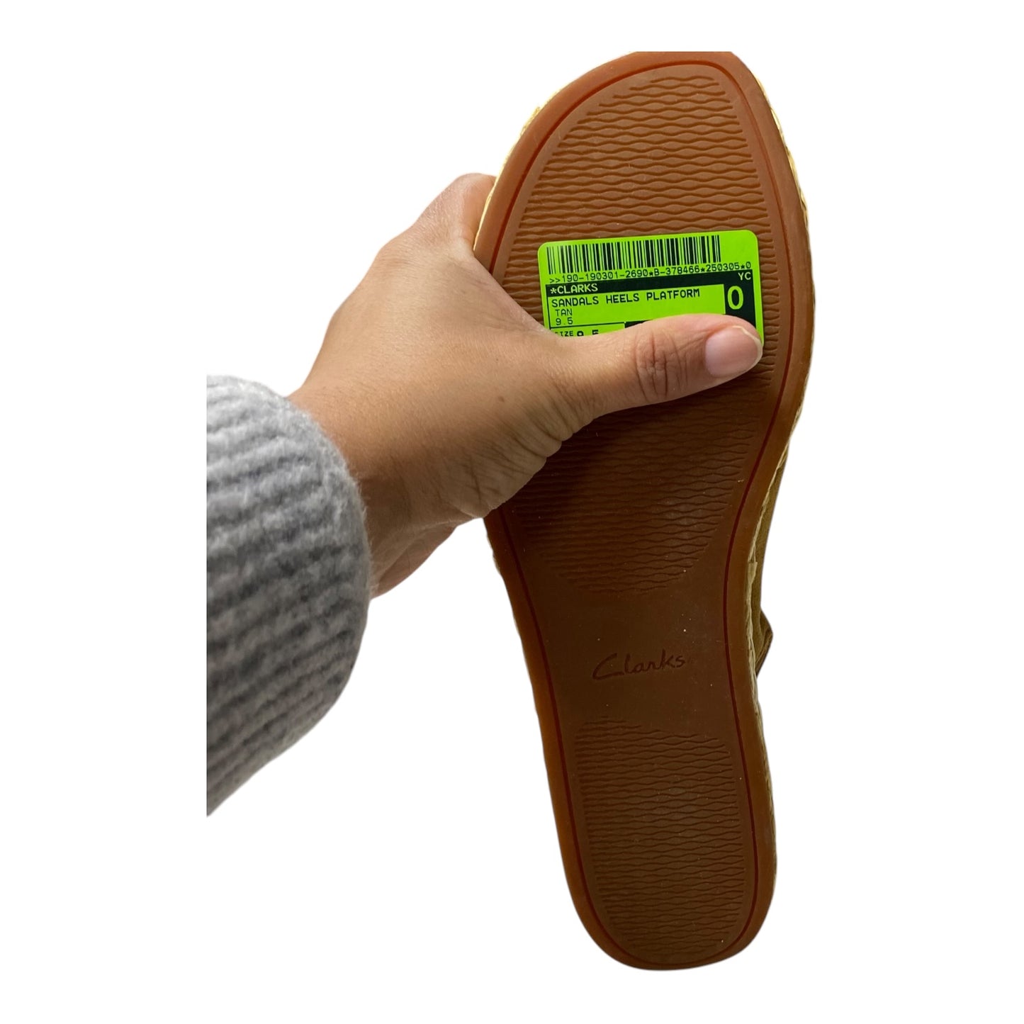 Sandals Heels Platform By Clarks In Tan, Size:9.5