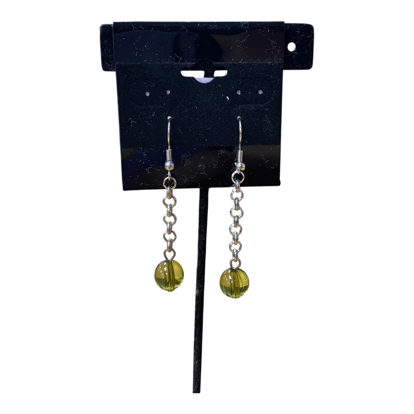 Earrings Dangle/Drop In Green & Silver