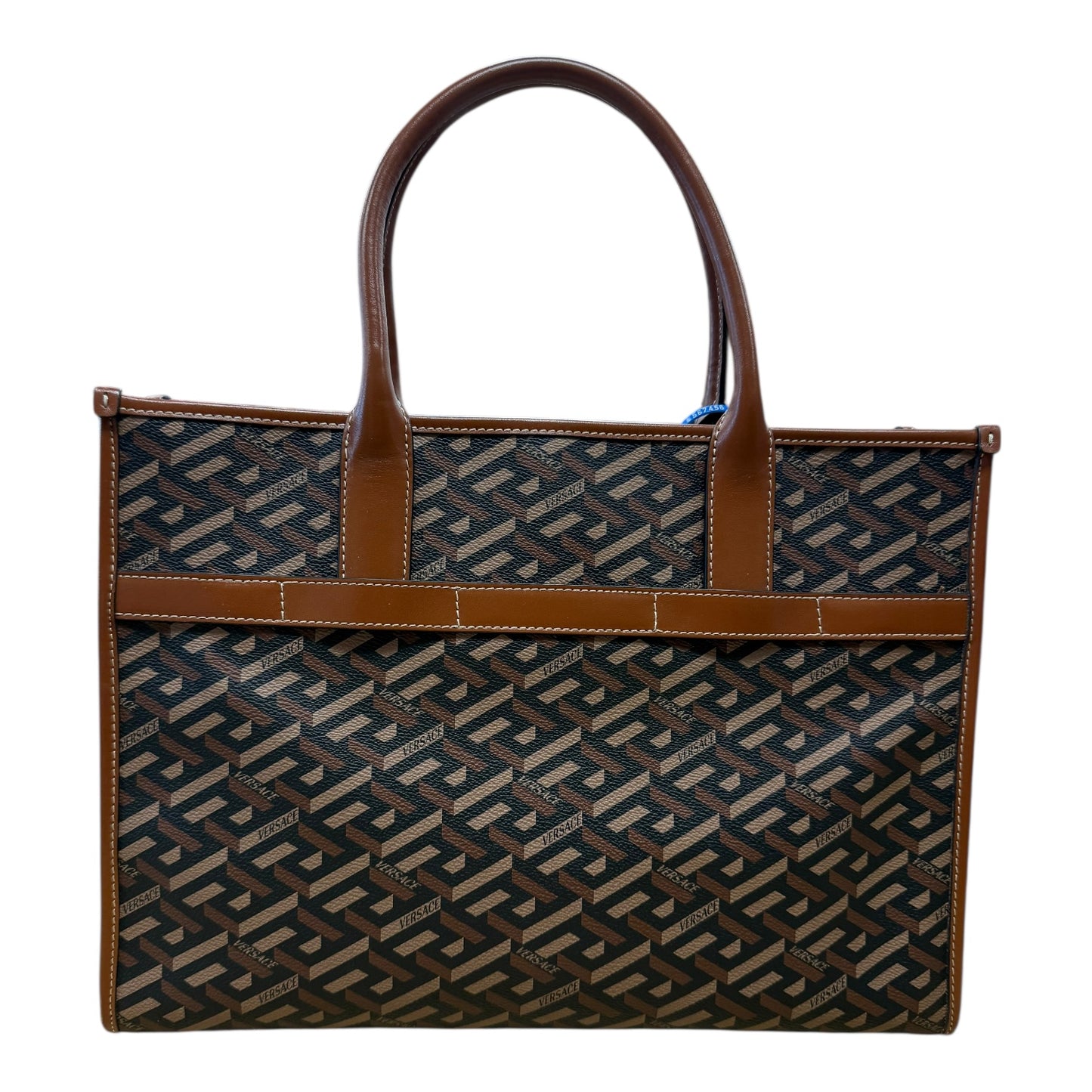 Tote Luxury Designer By Versace In Brown, Size:Medium