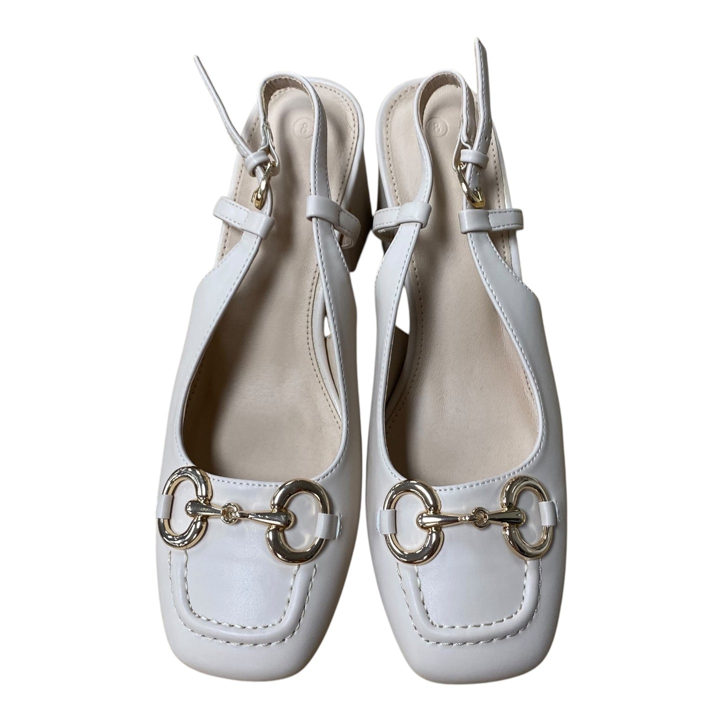 Shoes Heels Block In Cream, Size:8