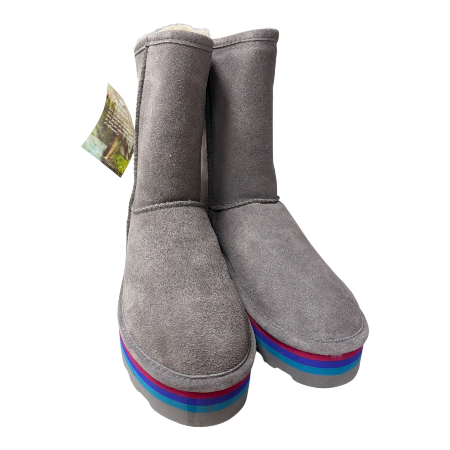 Boots Mid-Calf Flats By Bearpaw In Grey, Size:11