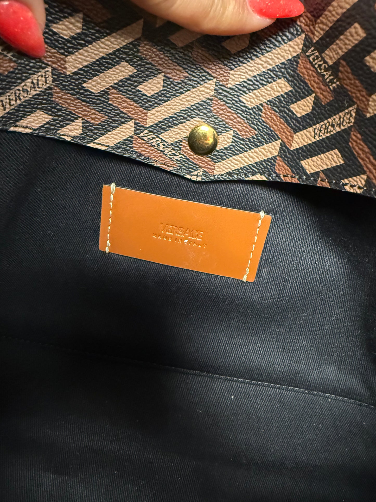 Tote Luxury Designer By Versace In Brown, Size:Medium