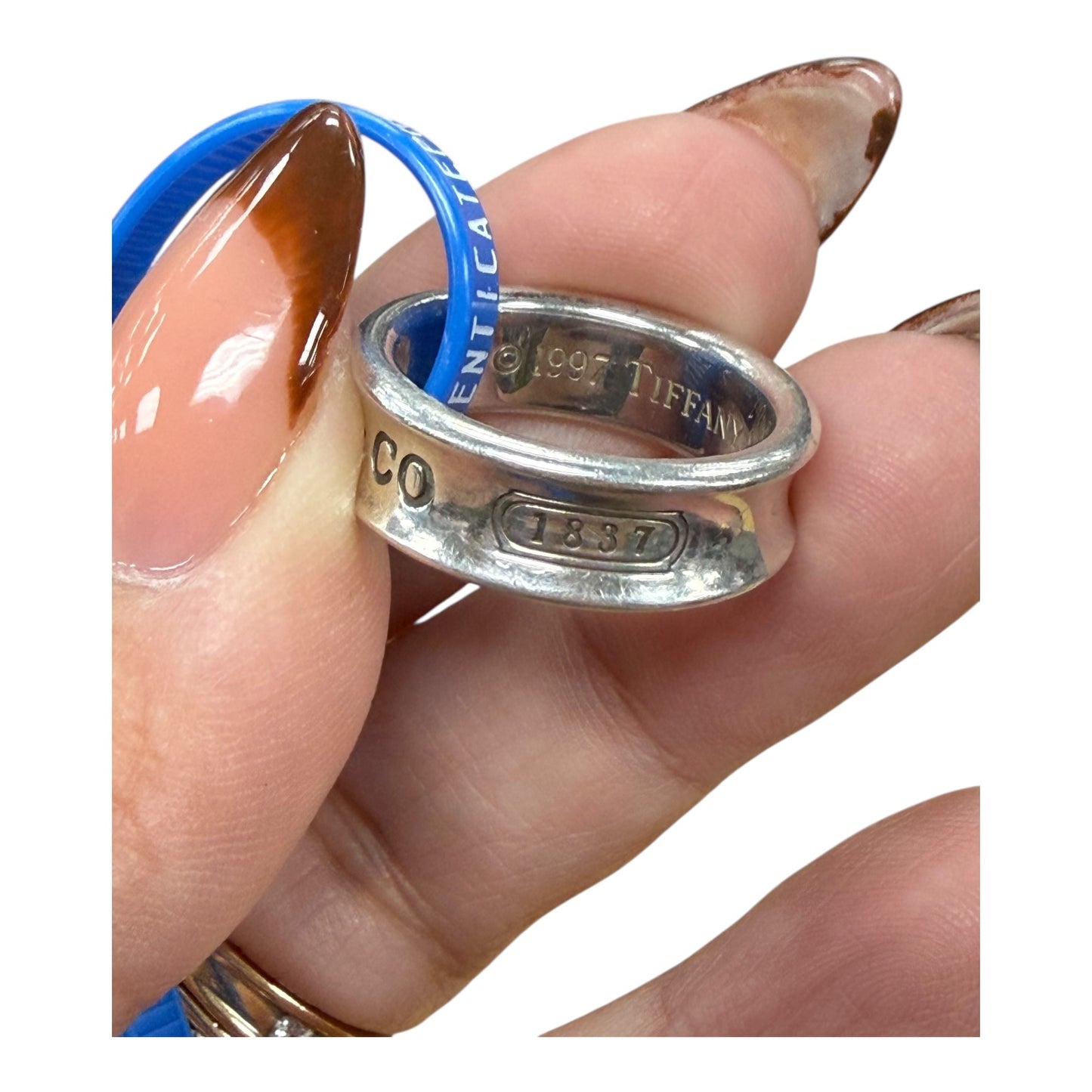 Ring Luxury Designer By Tiffany And Company In Silver, Size:7