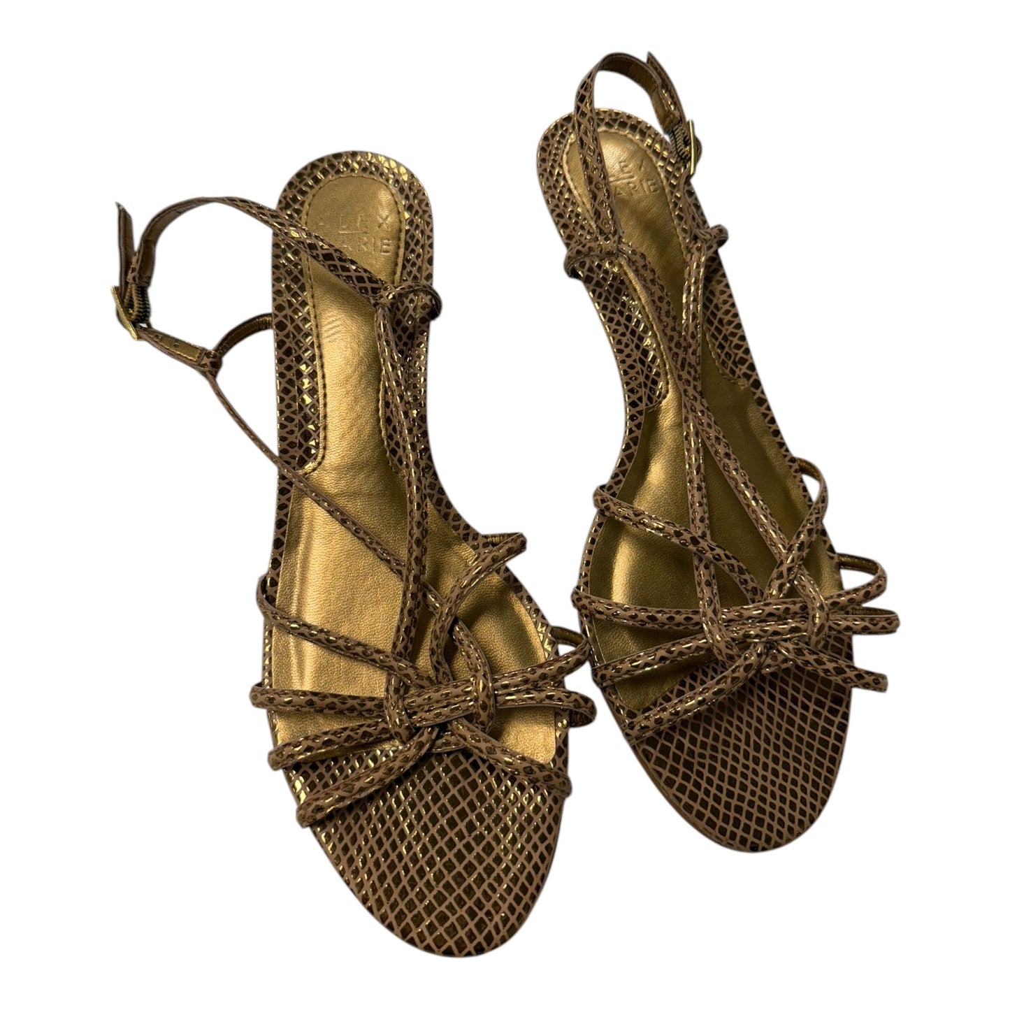 Sandals Heels Wedge By Alex Marie In Gold, Size:8.5