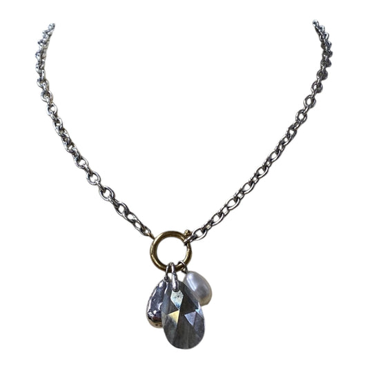 Necklace Designer By Swarovski In Silver & White