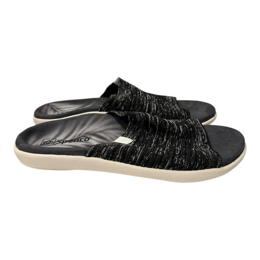 Sandals Flats By Spenco In Black & Grey, Size:10