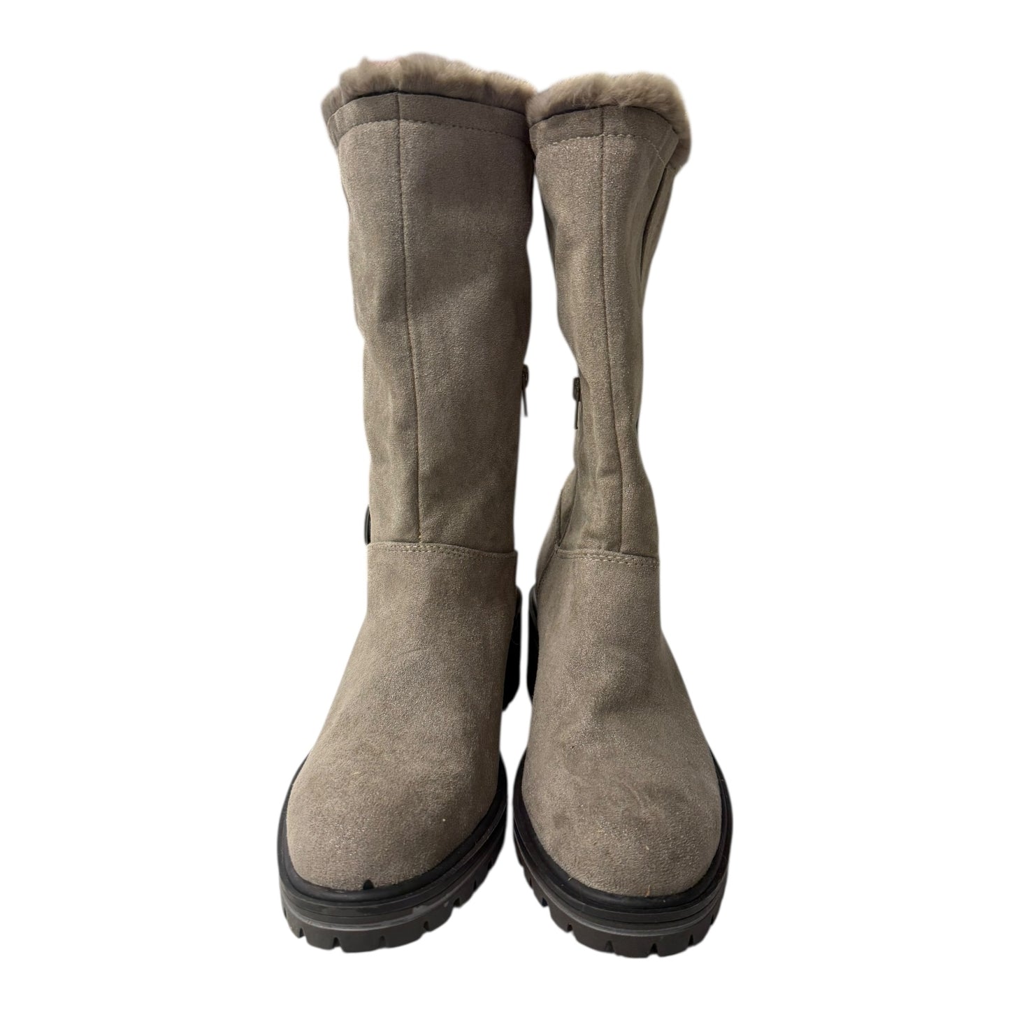 Boots Mid-Calf Flats By Kelly And Katie In Grey, Size:7.5