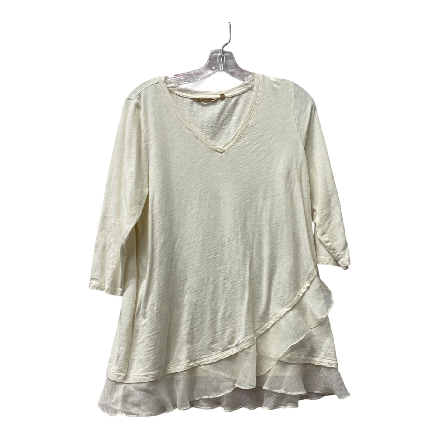 Top 3/4 Sleeve By Soft Surroundings In Ivory, Size:M