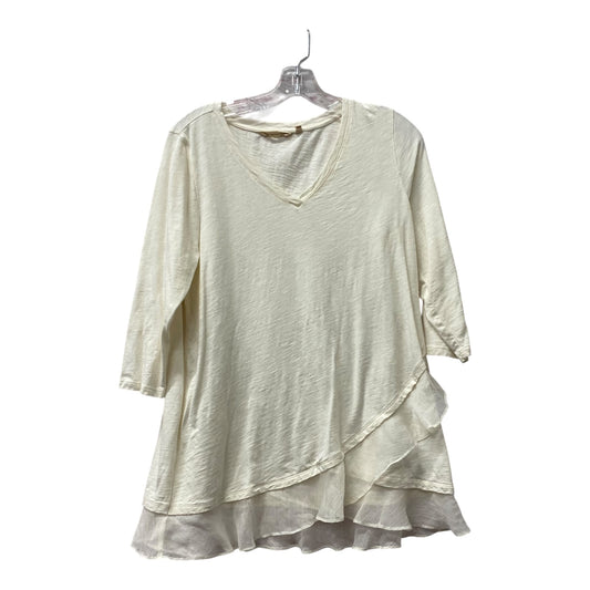 Top 3/4 Sleeve By Soft Surroundings In Ivory, Size:M
