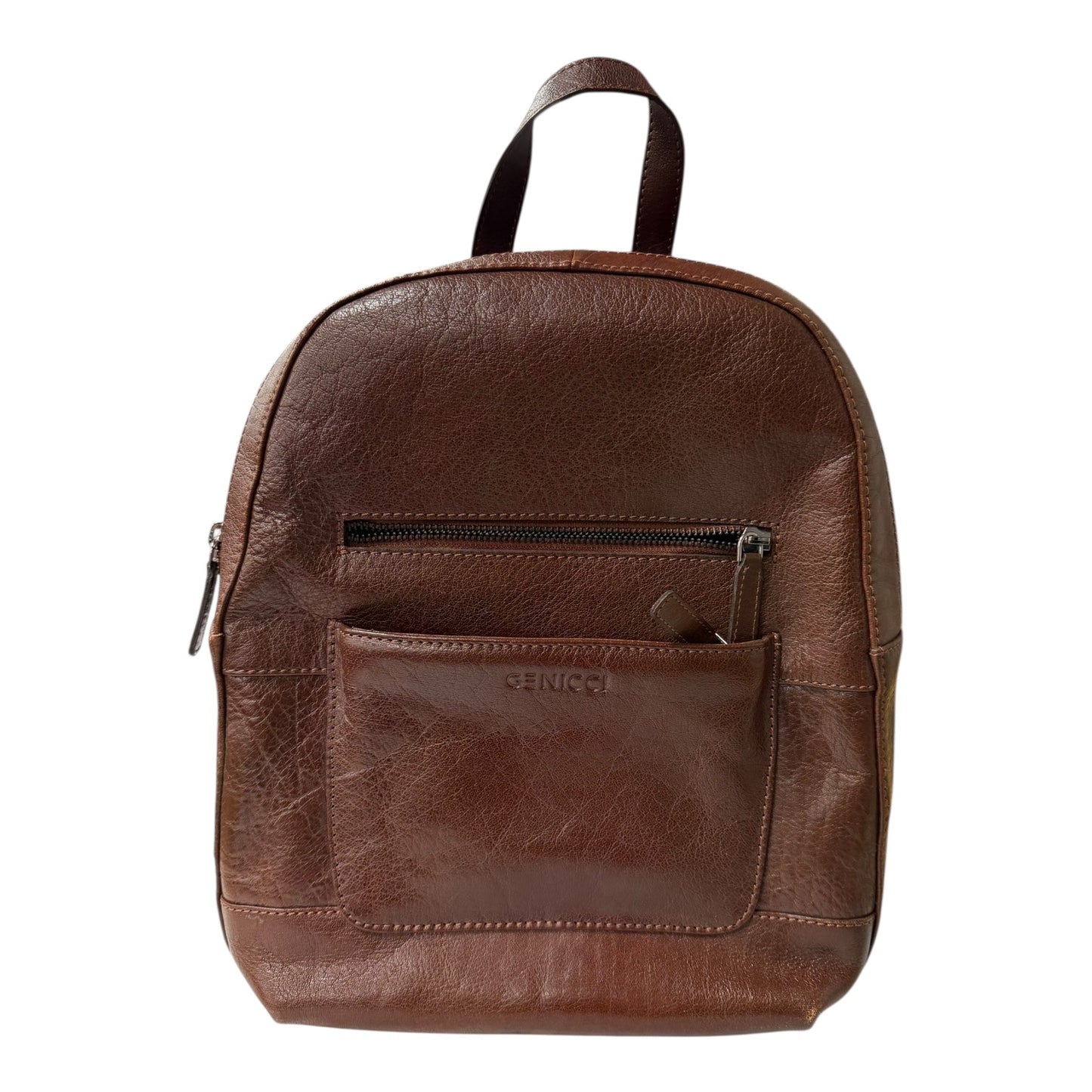 Backpack Leather By genicci In Brown, Size:Medium