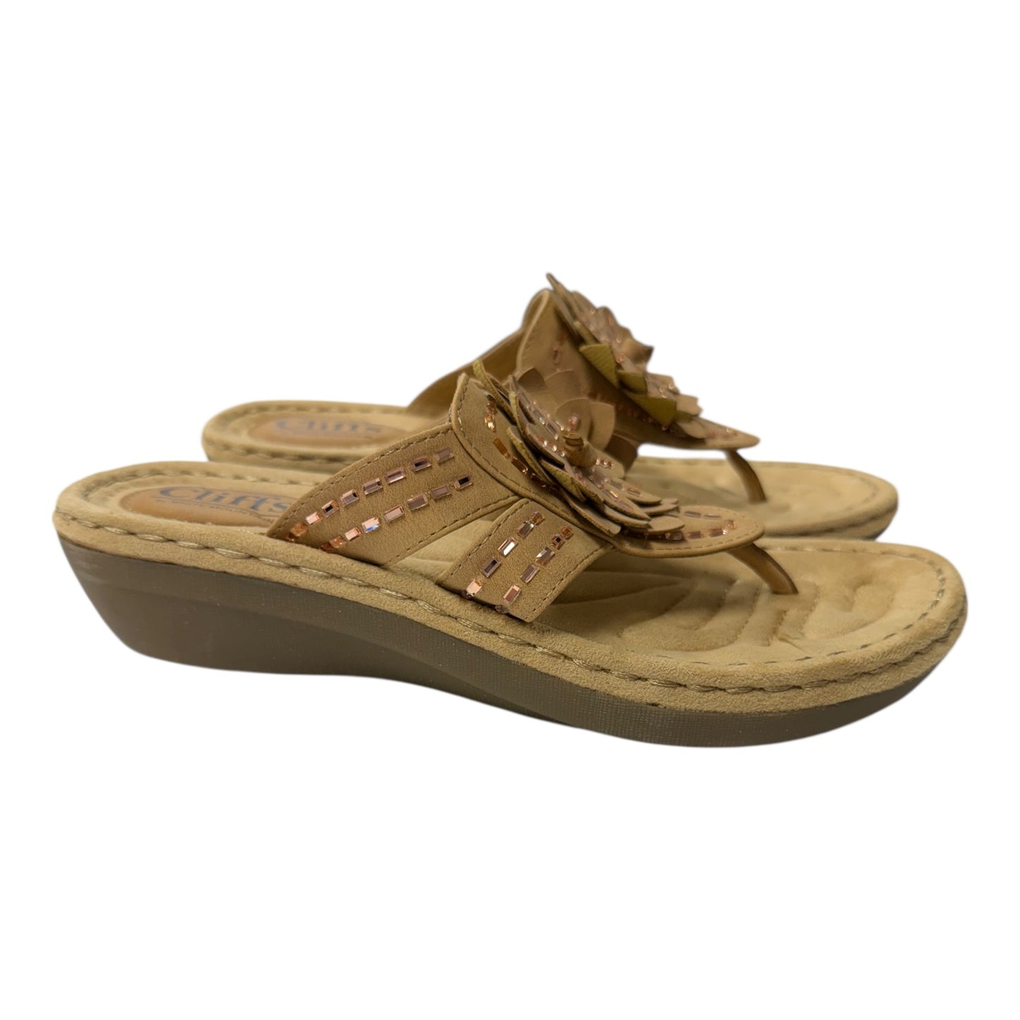 Sandals Flip Flops By Cliffs By White Mountain In Tan, Size:7.5