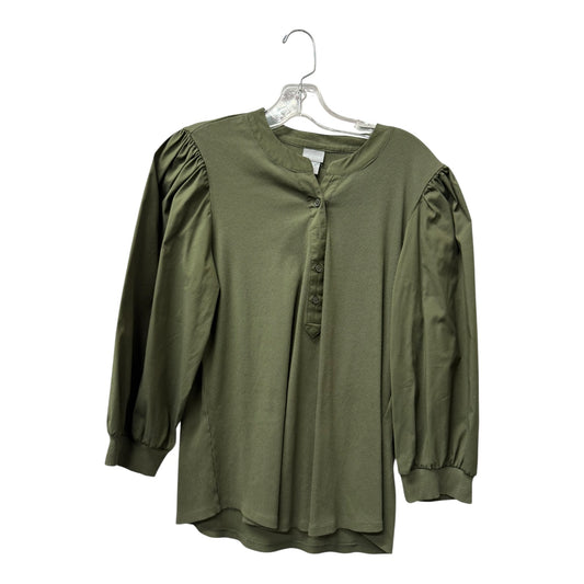 Top 3/4 Sleeve By Chicos In Green, Size:L