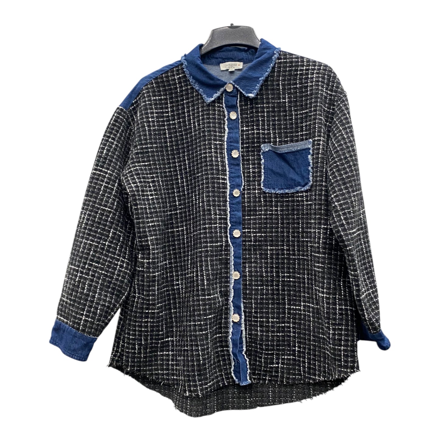 Jacket Shirt By Umgee In Black & Blue, Size:Xl
