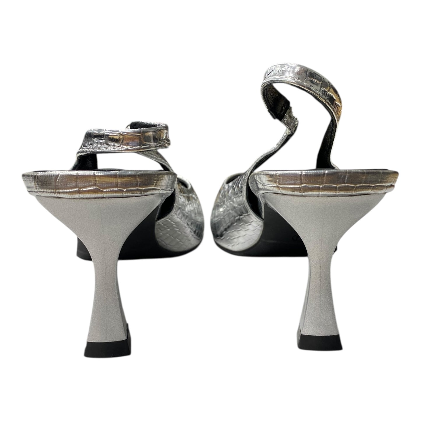 Shoes Heels Kitten By Cme In Silver, Size:10.5