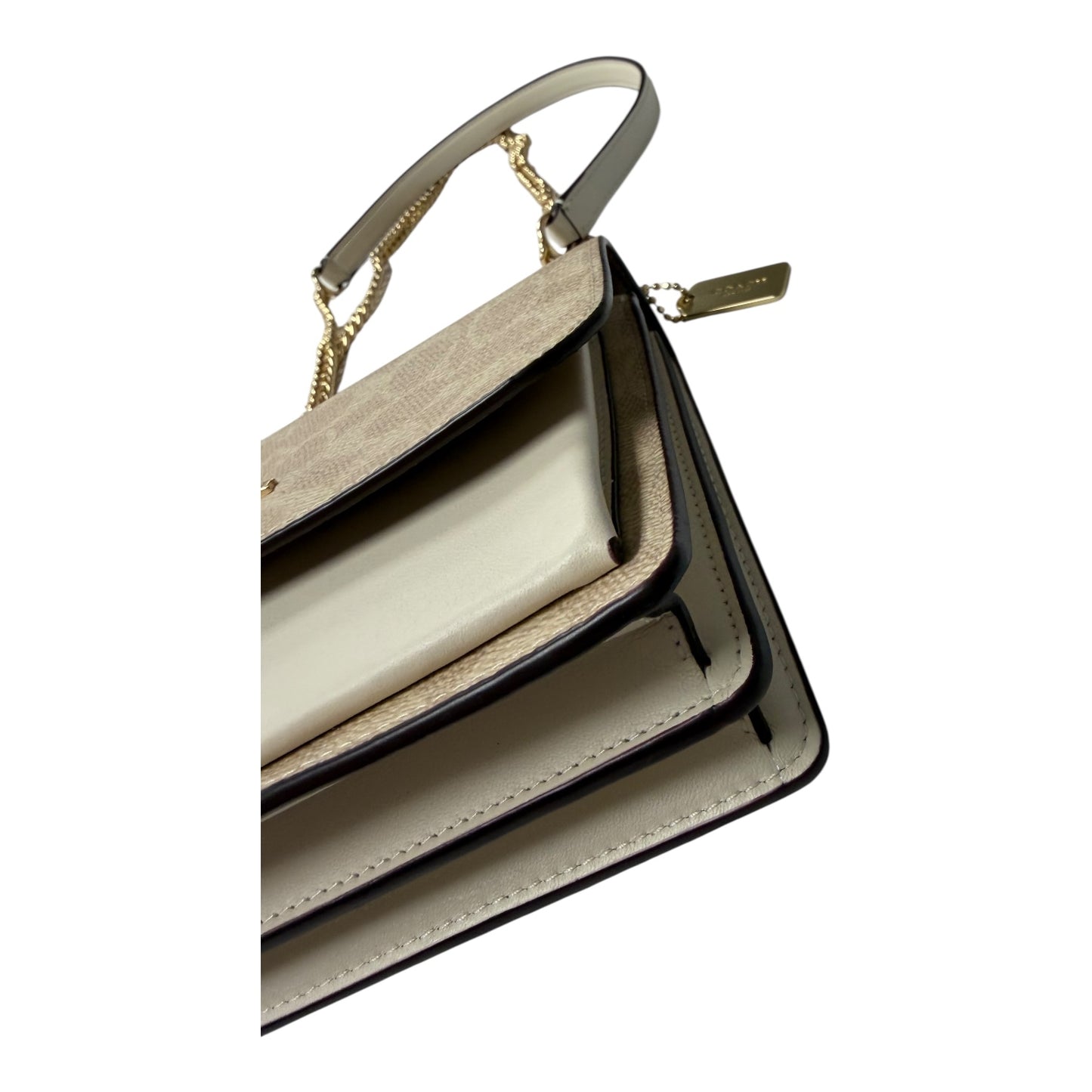 Crossbody Designer By Coach In Cream, Size:Small