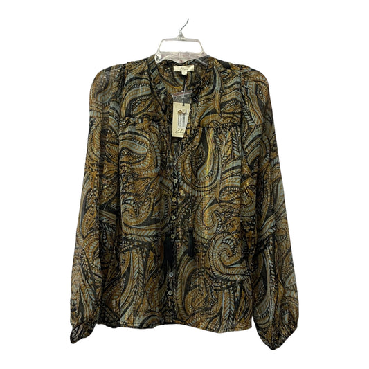 Top Ls By Elan In Gold & Grey, Size:L