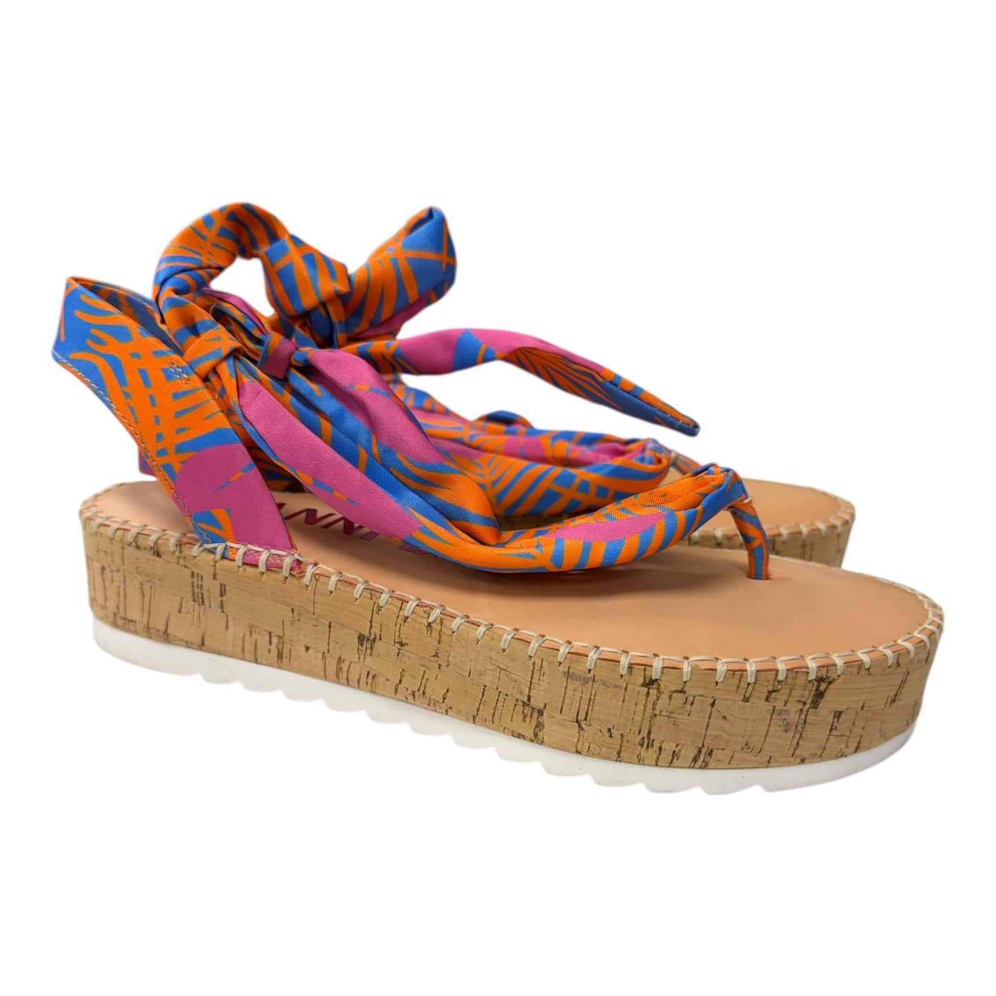 Sandals Heels Wedge By Giani Bernini In Orange & Pink, Size:7.5