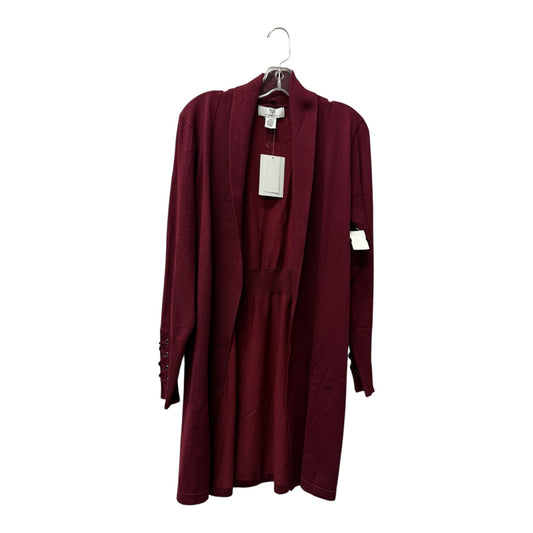 Sweater Cardigan By Magaschoni In Maroon, Size:Xl