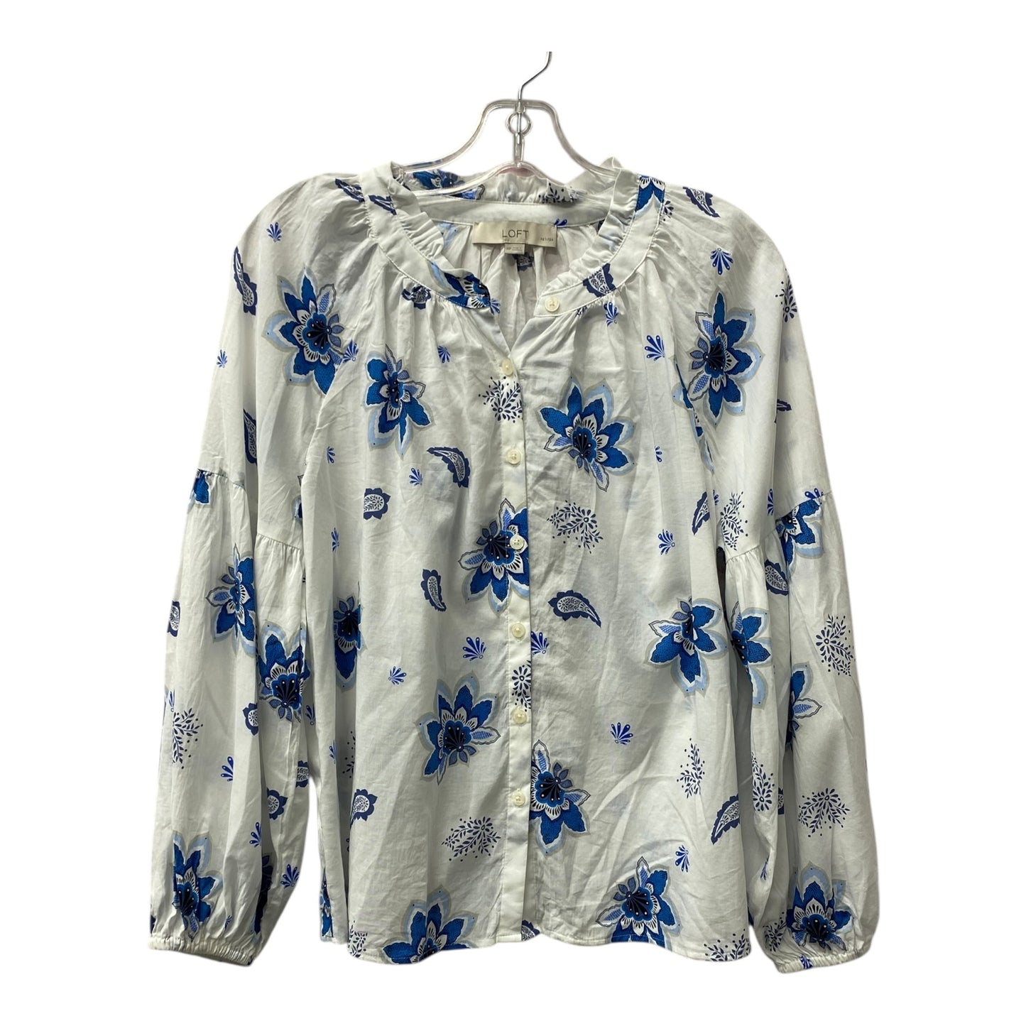 Top Ls By Loft In Blue & White, Size:Mp