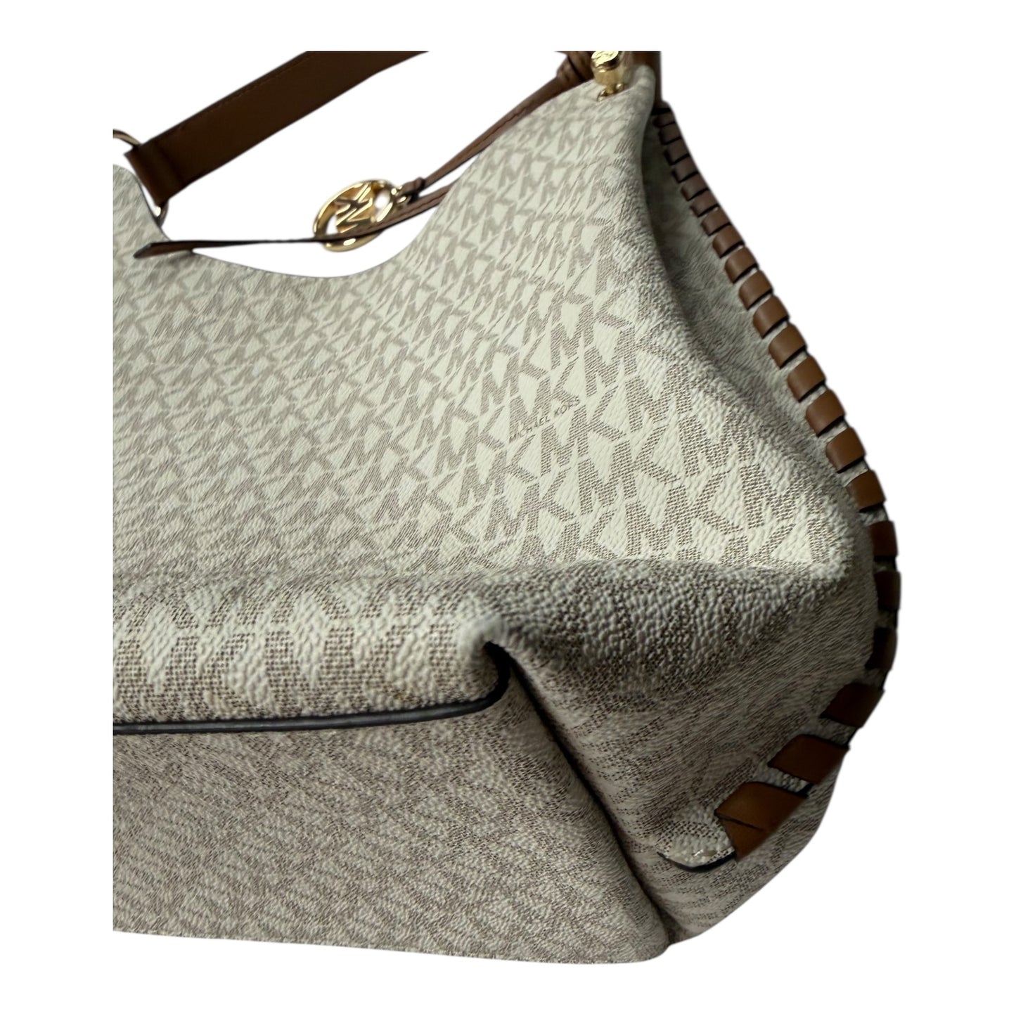 Handbag Designer By Michael Kors In Cream & Tan, Size:Medium