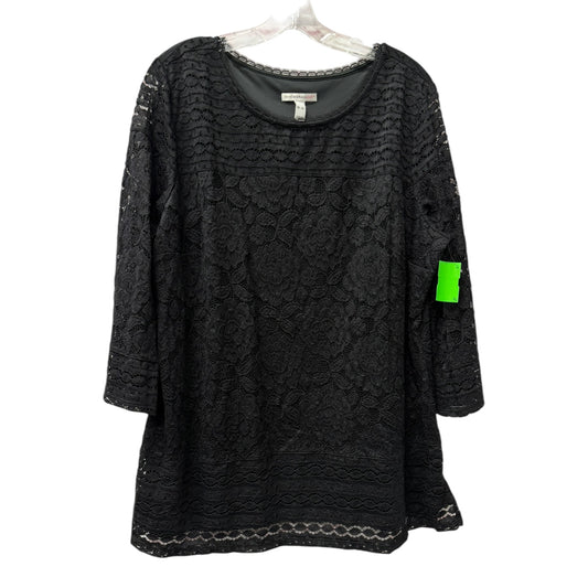 Top 3/4 Sleeve By Isaac Mizrahi Live Qvc In Black, Size:Xl