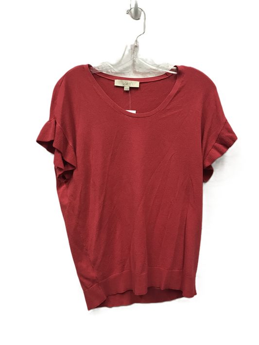 Red Top Short Sleeve By Loft, Size: Xs