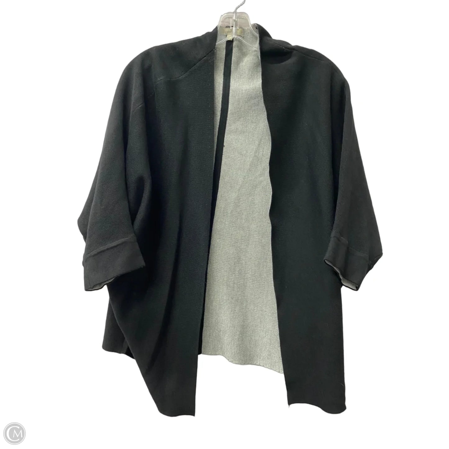 Sweater Cardigan By Joan Vass In Black & Grey, Size: M