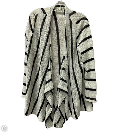 Sweater Cardigan By Cato In Black & White, Size: Xl