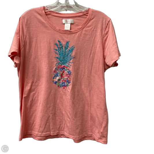 Top Short Sleeve By Stella Parker In Pink, Size: 1x