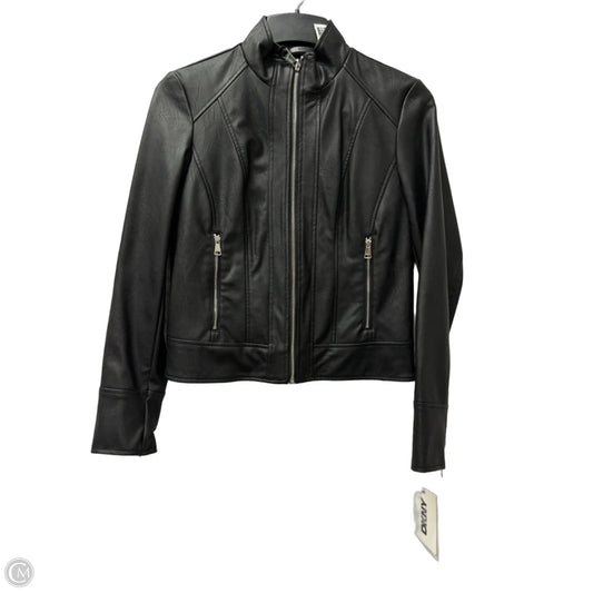 Jacket Moto Leather By Dkny In Black, Size: Xs