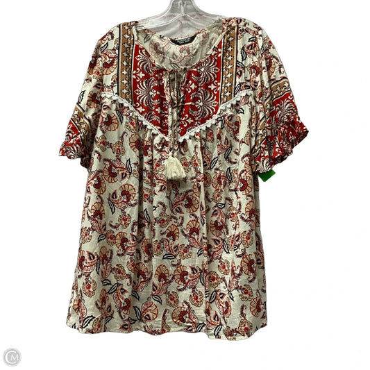 Top Short Sleeve By Bloomchic In Red, Size: 1x