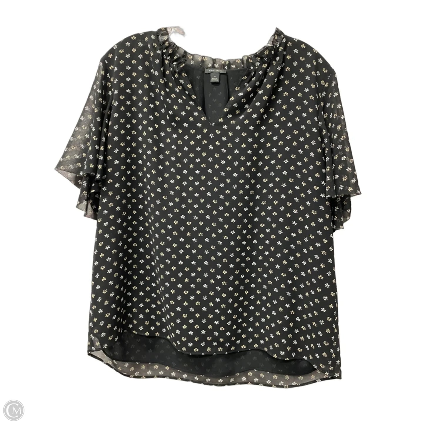 Top Short Sleeve By Ann Taylor In Black, Size: M