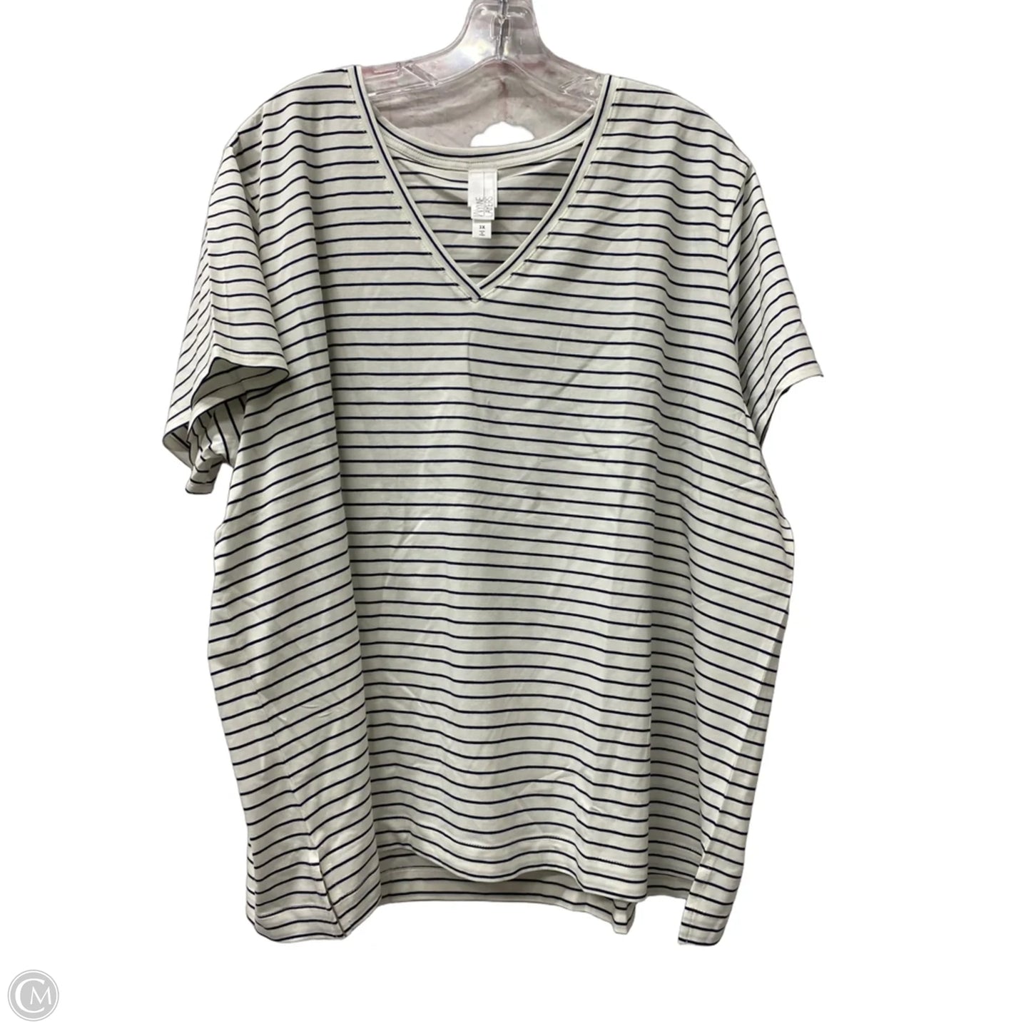 Top Short Sleeve Basic By wynne lsyers  In Black & White, Size: 3x