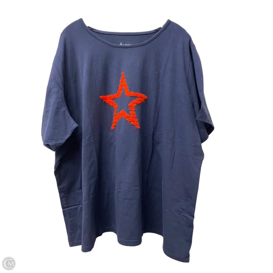 Top Short Sleeve By Denim And Co Qvc In Blue, Size: 3x