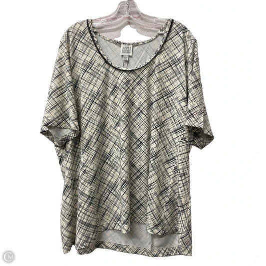 Top Short Sleeve By Badgley Mischka In White, Size: 3x
