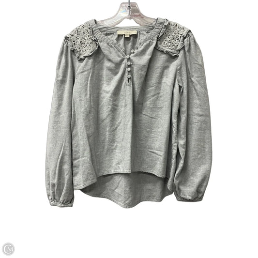 Top Long Sleeve By Loft In Grey, Size: Sp