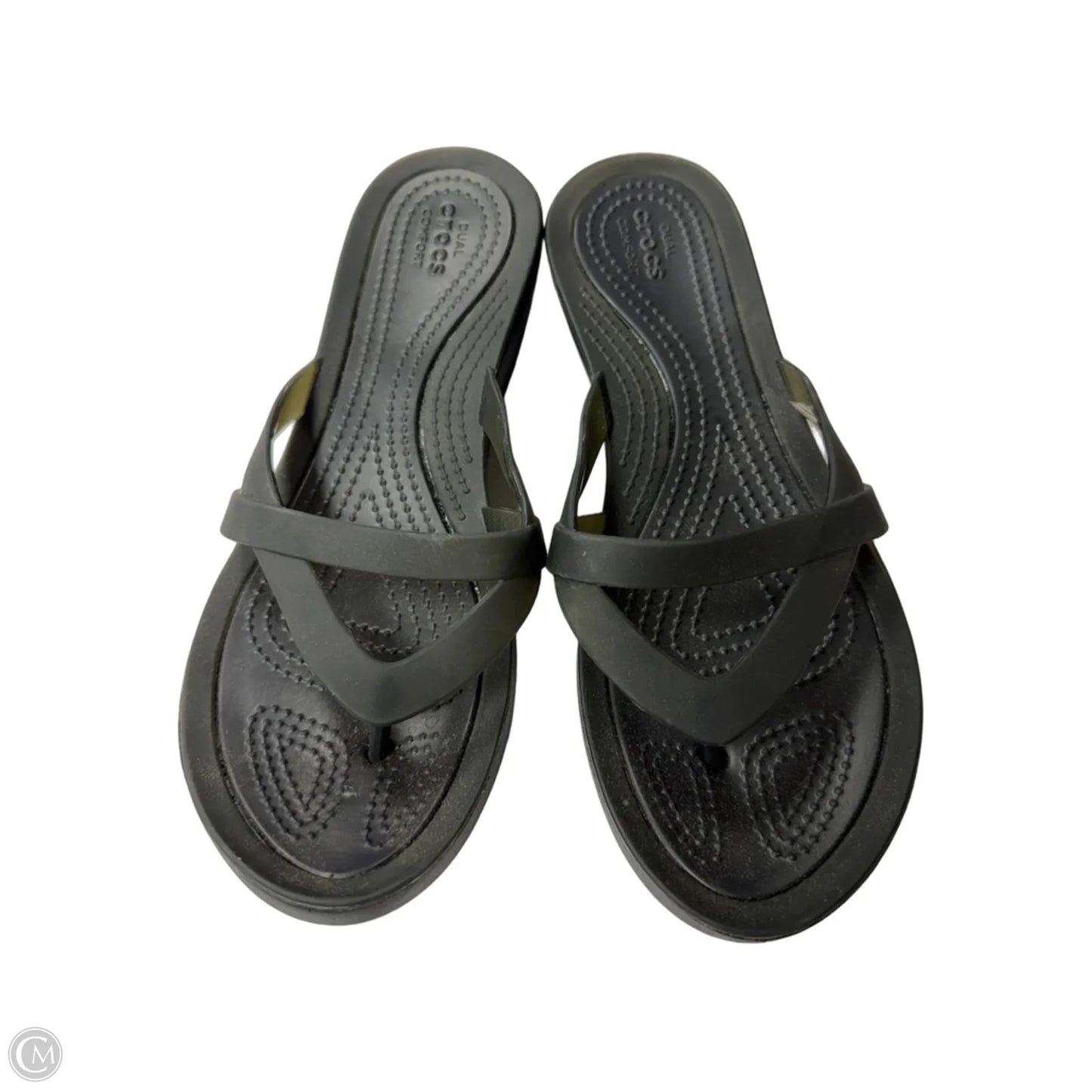 Sandals Flip Flops By Crocs In Black, Size: 8