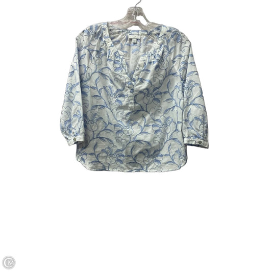 Top Long Sleeve By J. Jill In Blue & White, Size: Sp