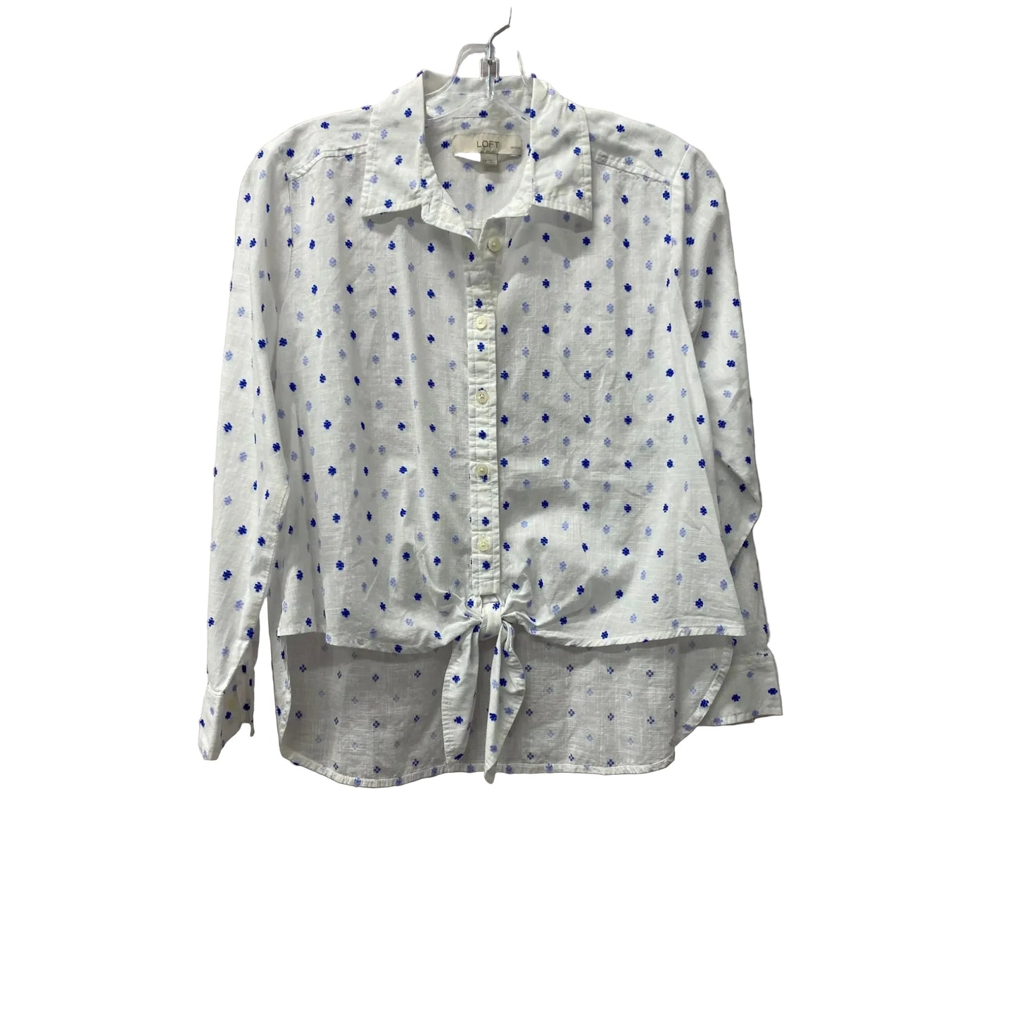 Top Long Sleeve By Loft In Blue & White, Size: Sp