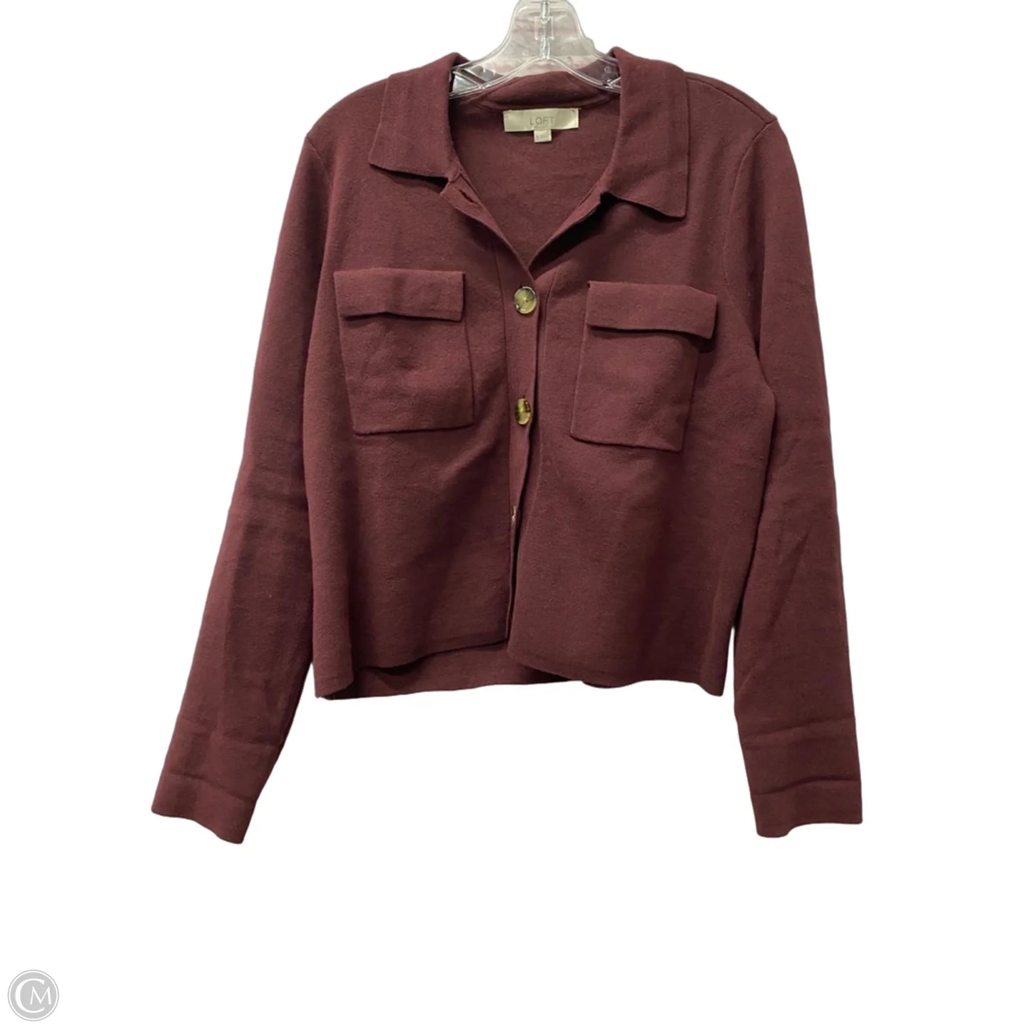 Sweater Cardigan By Loft In Maroon, Size: M