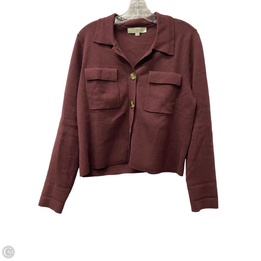 Sweater Cardigan By Loft In Maroon, Size: M