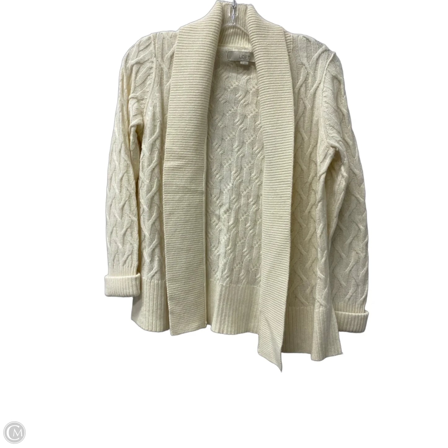 Sweater Cardigan By Loft In Cream, Size: S