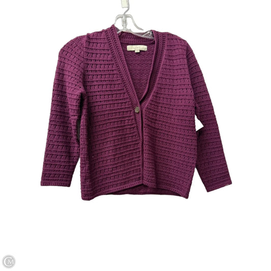 Sweater Cardigan By Loft In Purple, Size: M