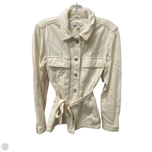 Jacket Denim By Ann Taylor In Cream, Size: Xs
