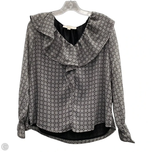 Top Long Sleeve By Loft In Black & Blue, Size: S