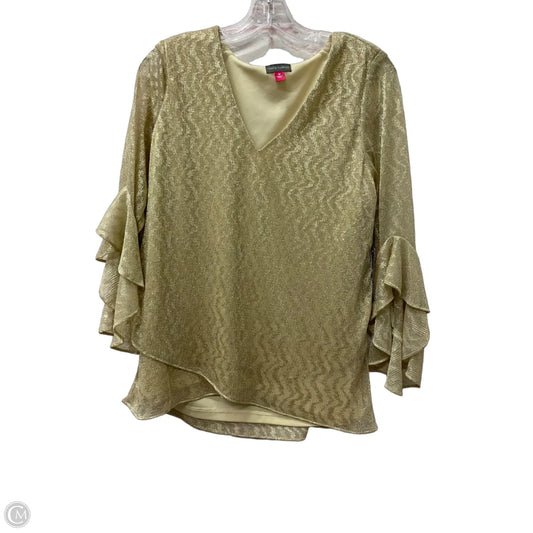 Top Long Sleeve By Vince Camuto In Gold, Size: M