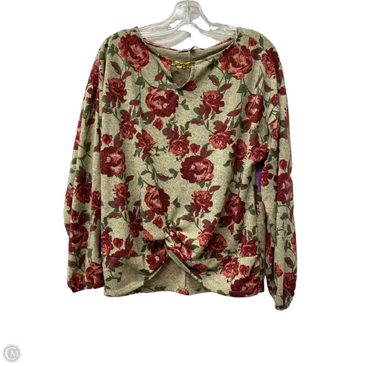 Top Long Sleeve By Absolutely Famous In Brown & Red, Size: M