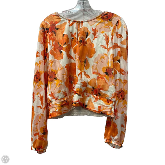 Top Long Sleeve By Cme In Orange, Size: L