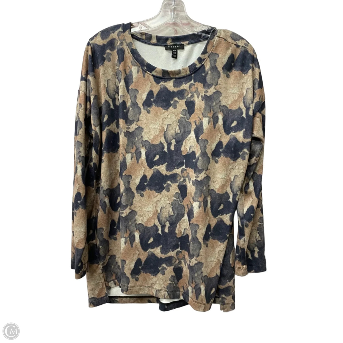 Top Long Sleeve Basic By Tribal In Brown, Size: M