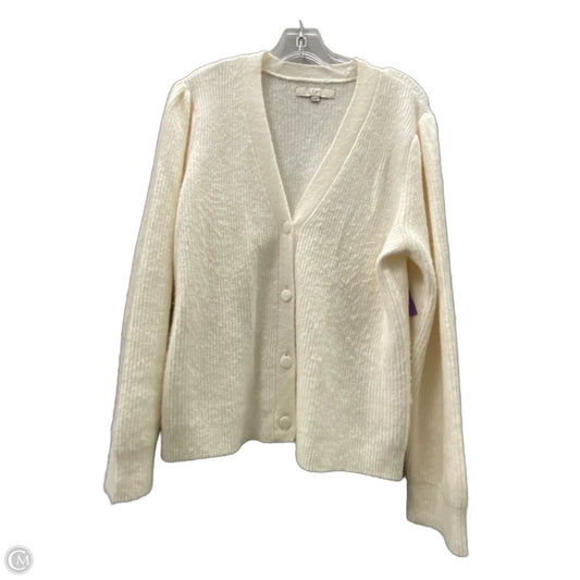 Sweater Cardigan By Loft In Cream, Size: L